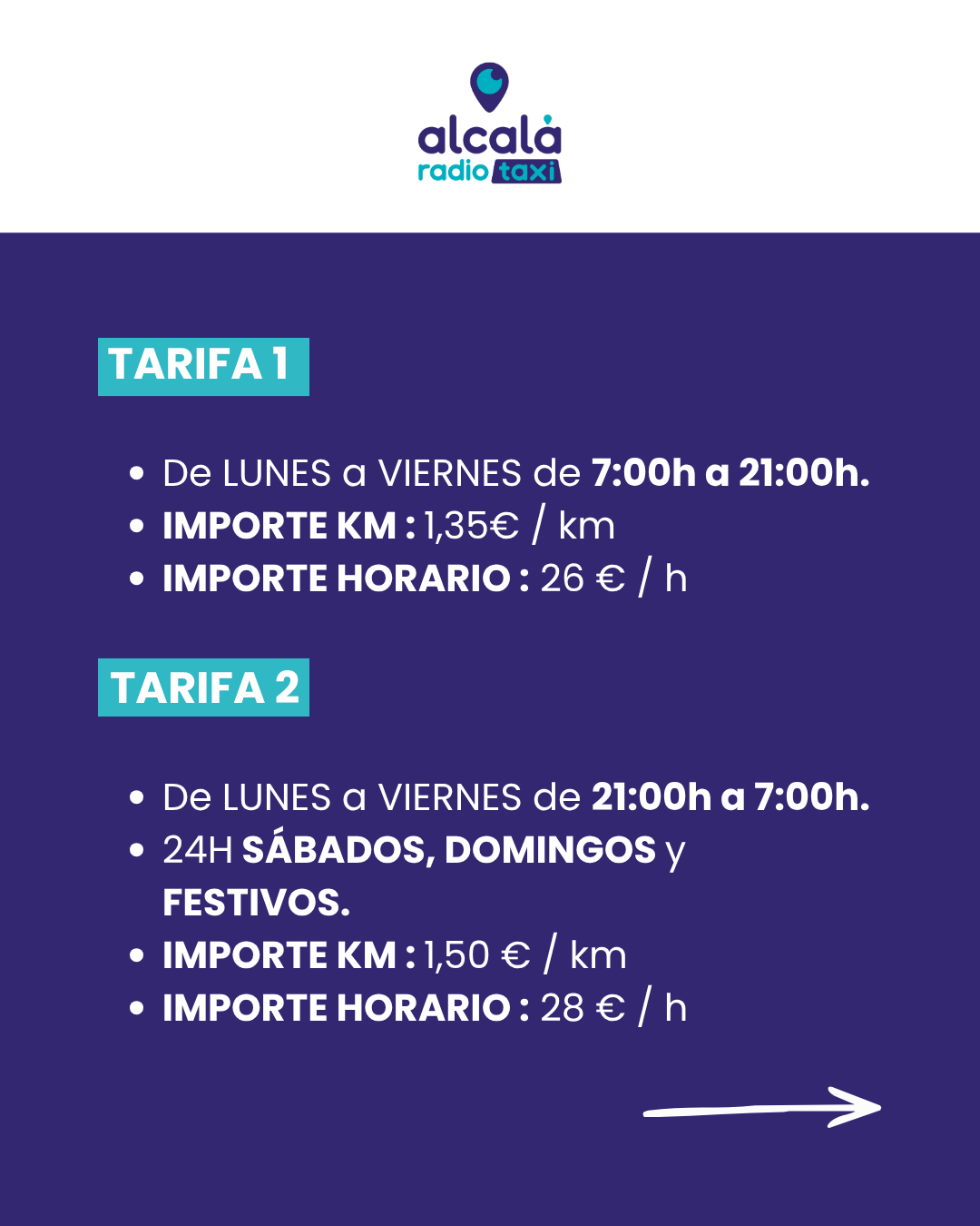 Tarifas oficiales Alcalá Radio Taxi 2026 Tarifas oficiales Alcalá Radio Taxi 2026